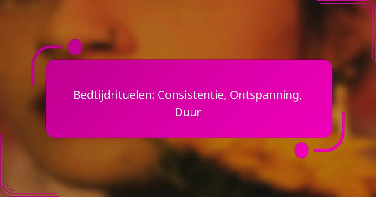 Bedtijdrituelen: Consistentie, Ontspanning, Duur